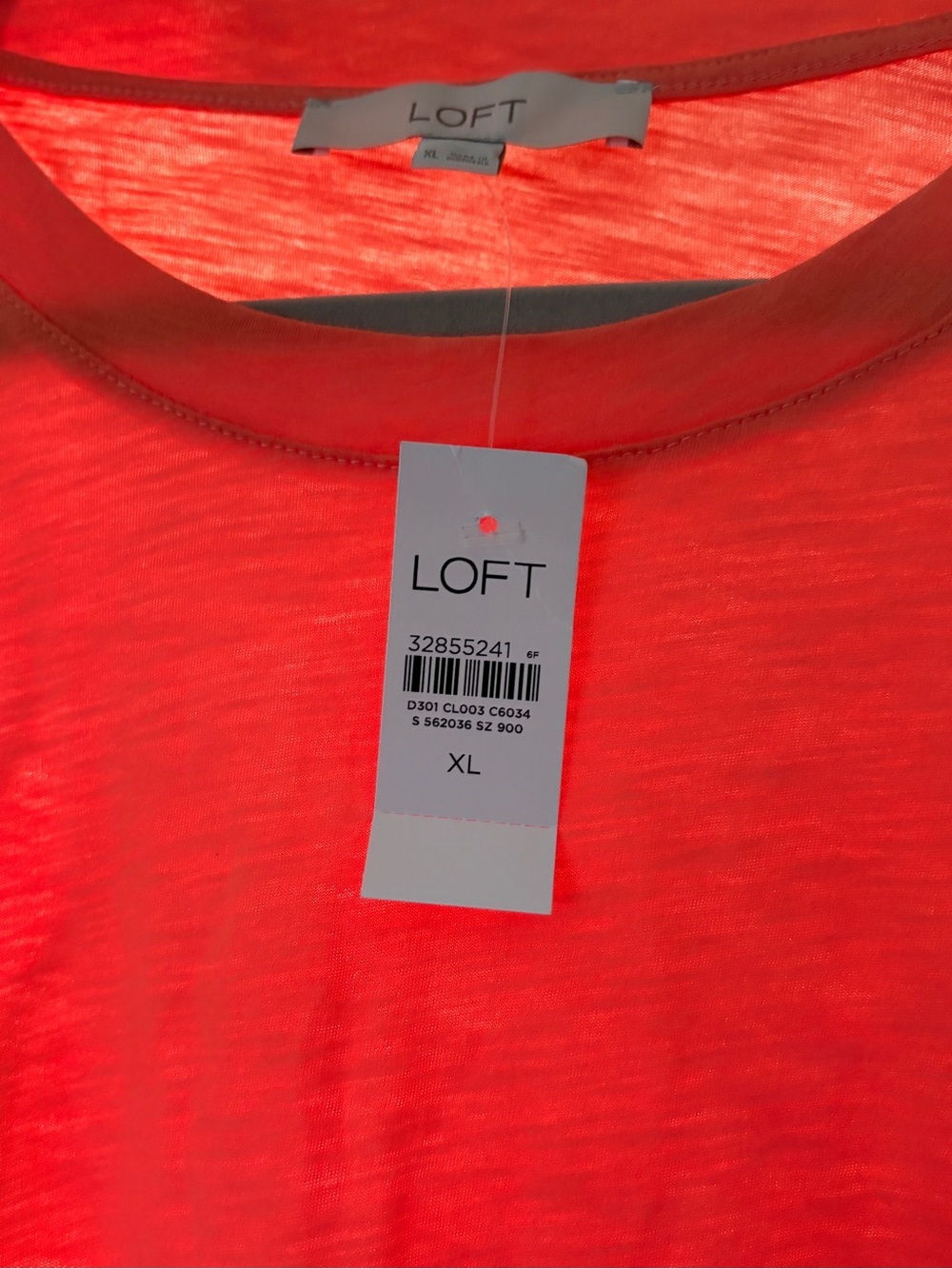 LOFT Bright Coral Short Sleeve Crewneck Top - XL